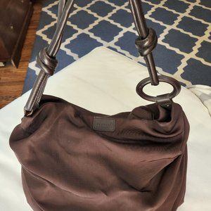 Sequoia Paris Large Hobo - Chocolate Brown soft leather & nylon fabric
